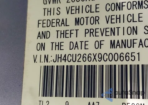 2009 Acura Tsx z USA, uszkodzony, nr VIN JH4CU266X9C006651
